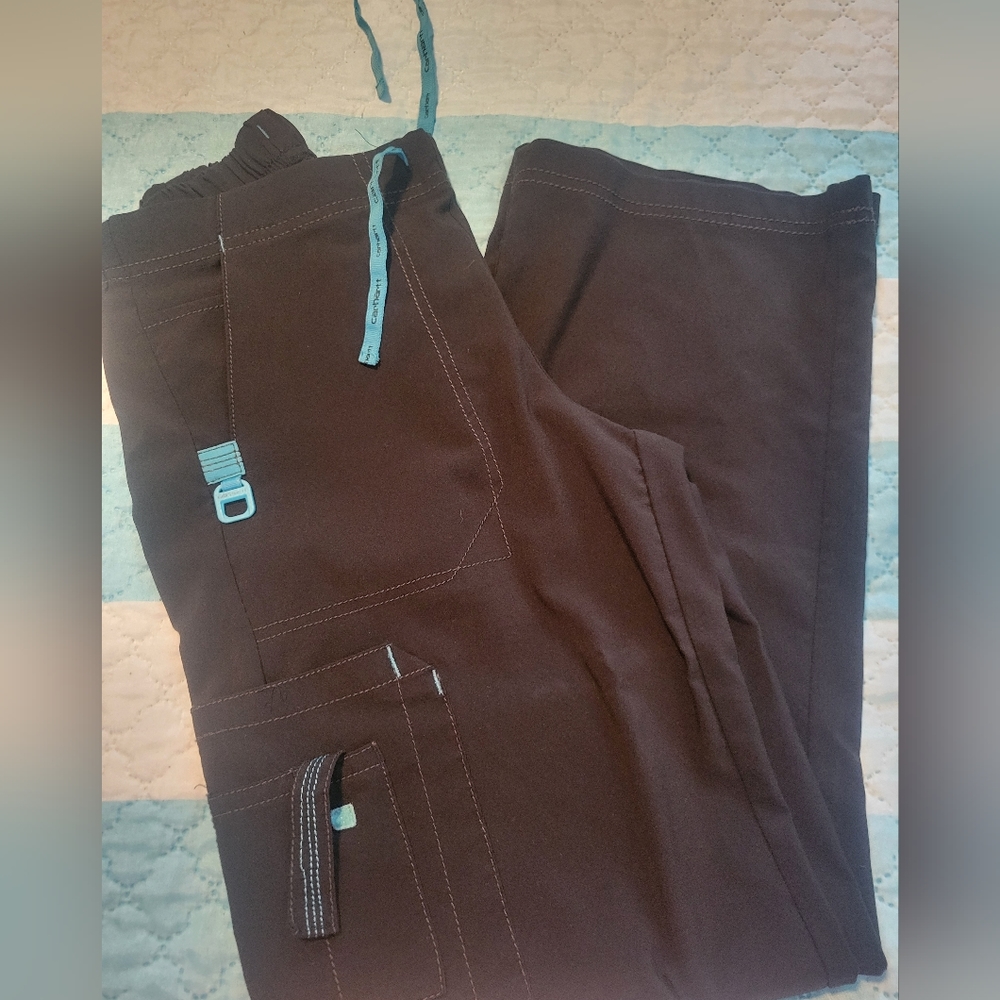 Womens black with blue stitching scrub pants by Carhartt